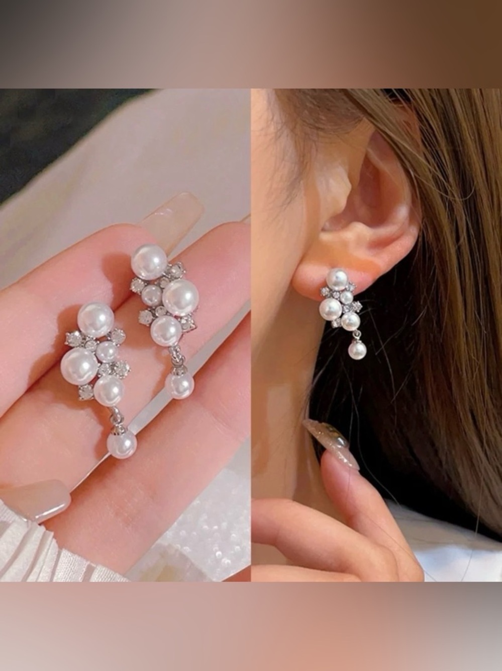 NEW women’s Faux Pearl Drop Earrings, 925 Sterling Silver